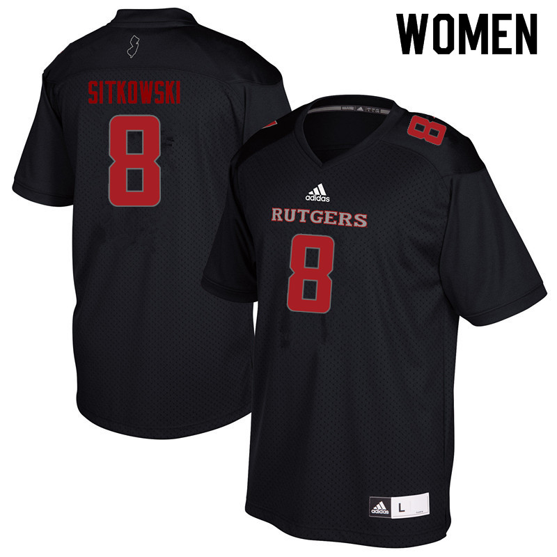 Women #8 Artur Sitkowski Rutgers Scarlet Knights College Football Jerseys Sale-Black - Click Image to Close